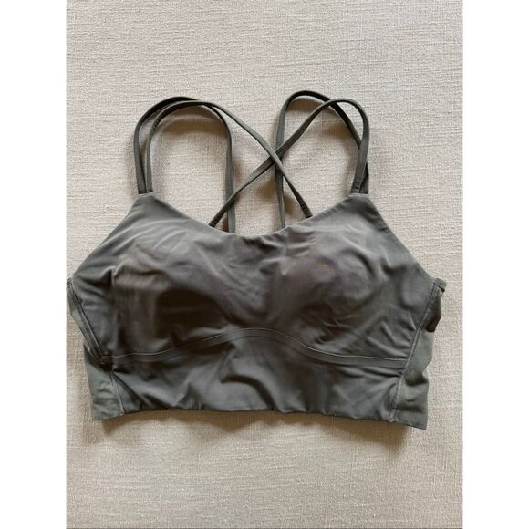 Lululemon like a cloud olive green M pullover yoga gym bra light support butter - Picture 3 of 7